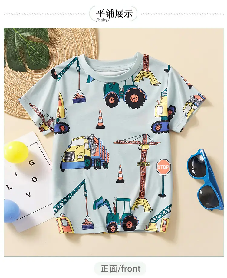 Boys Gray Cartoon Car T-Shirt Short Sleeve 2025 — feature 6