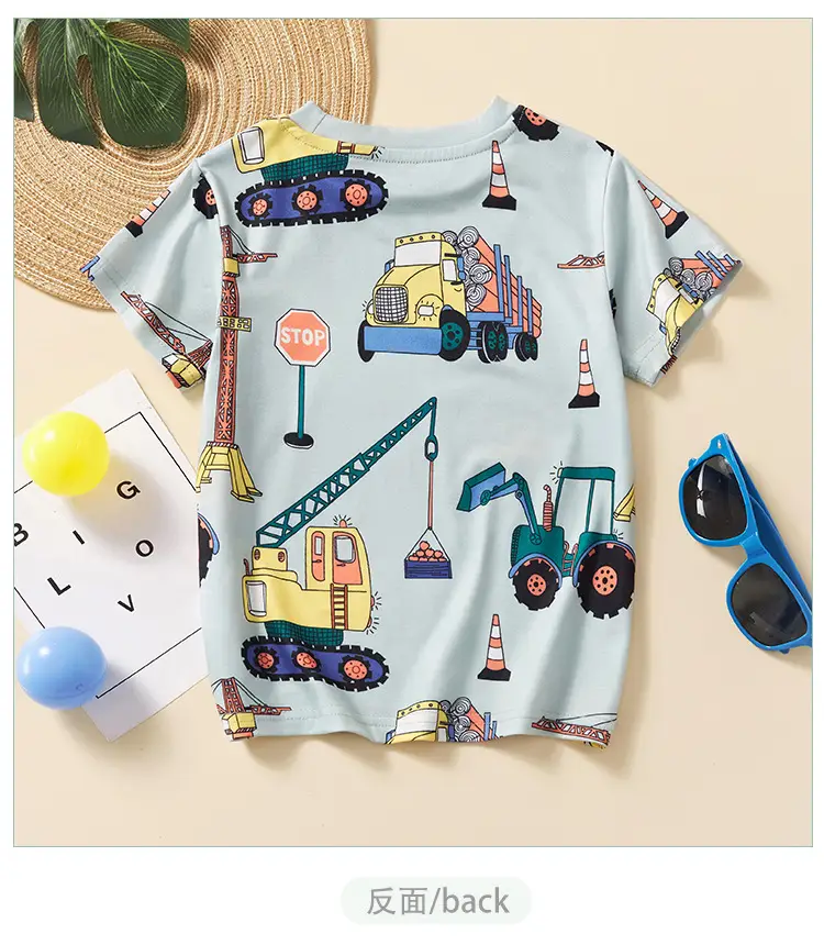 Boys Gray Cartoon Car T-Shirt Short Sleeve 2025 — feature 7
