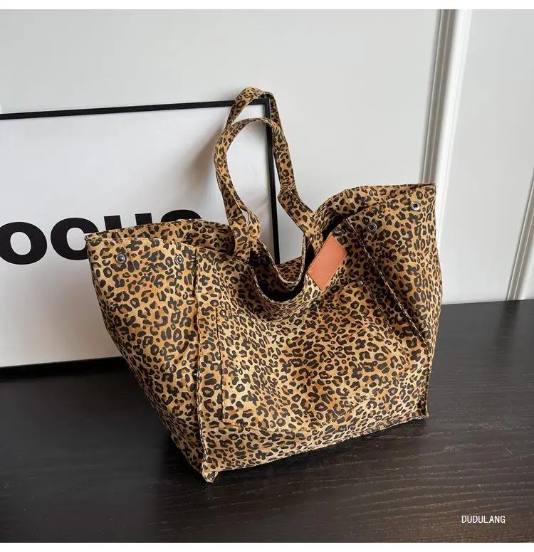 Canvas Leopard Print Large Tote Bag for Women — feature 12