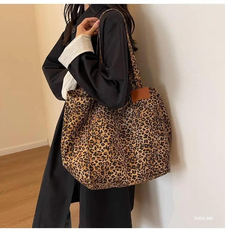 Canvas Leopard Print Large Tote Bag for Women — feature 16