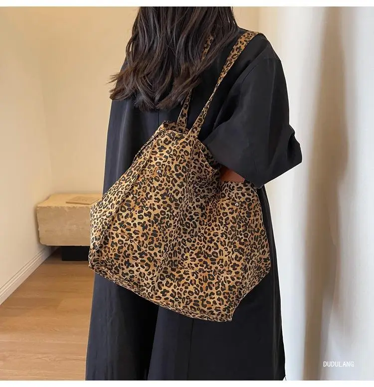 Canvas Leopard Print Large Tote Bag for Women — feature 18