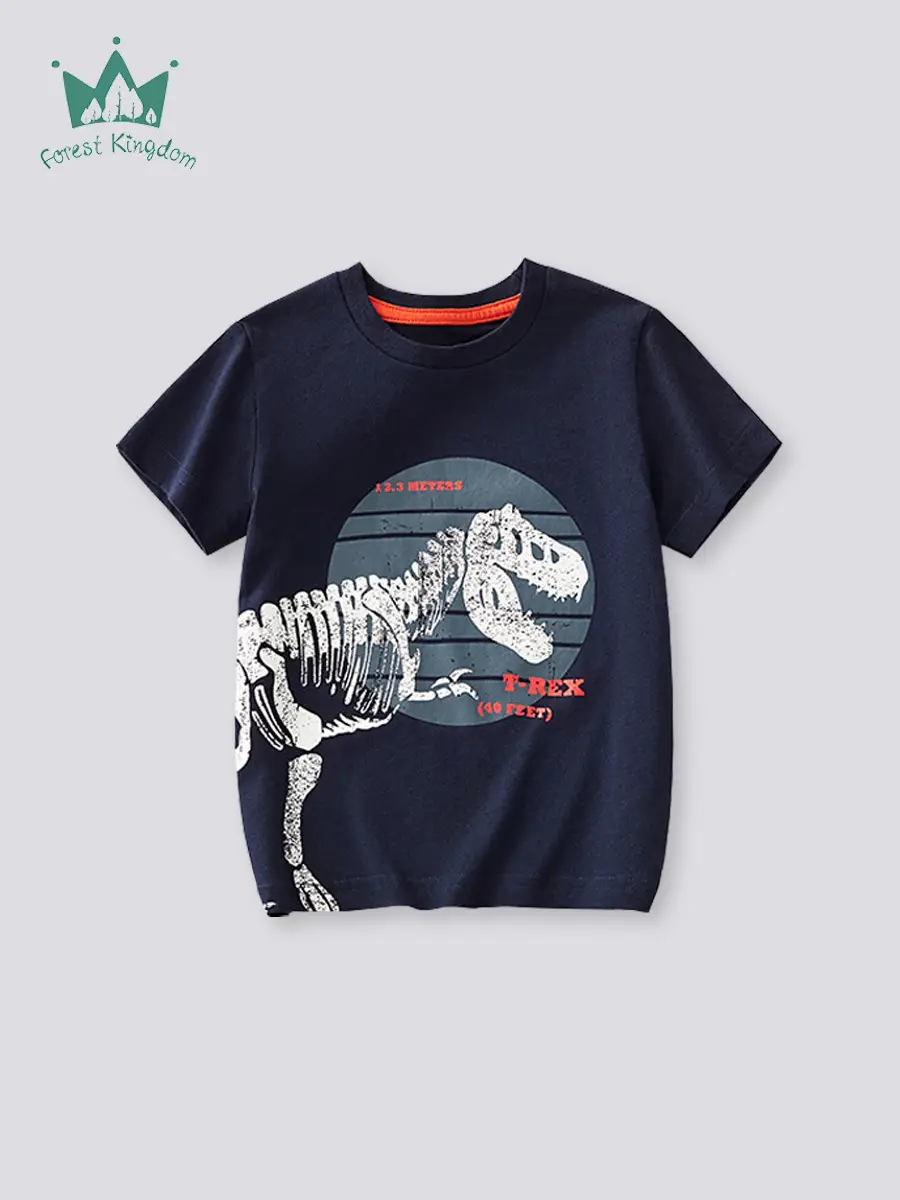 Kids Cotton T-Shirt Dinosaur Graphic Summer Casual