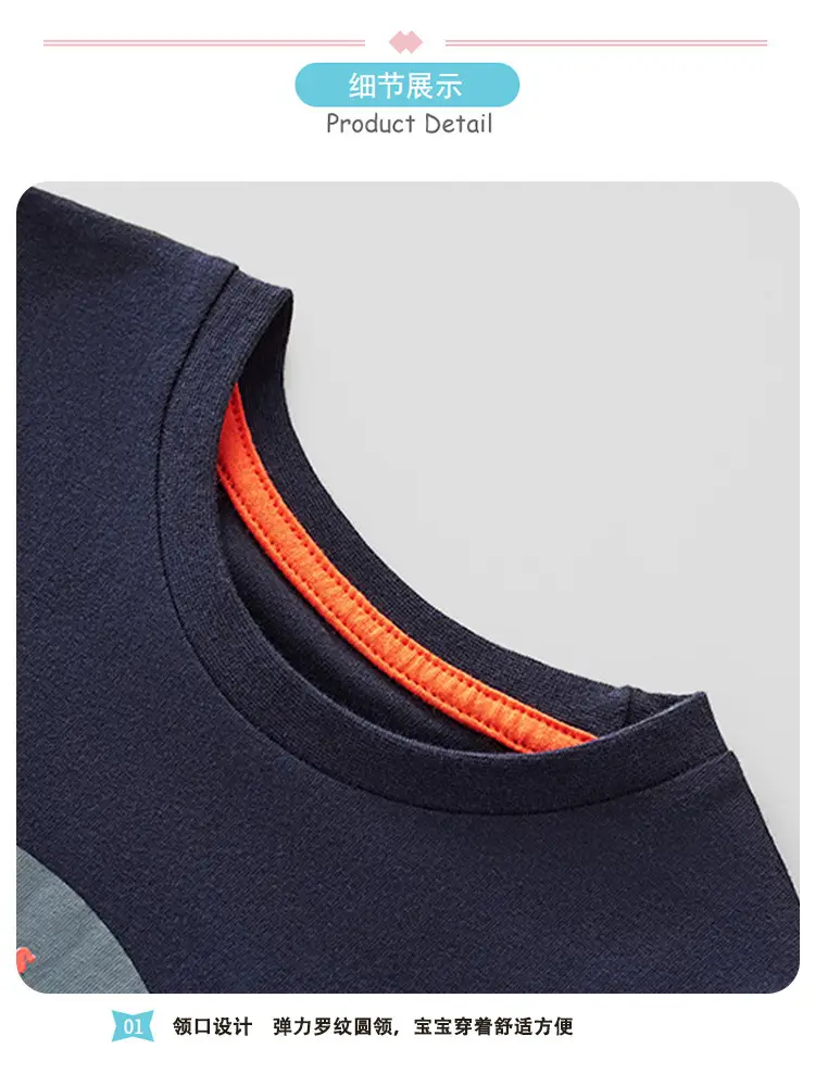 Kids Cotton T-Shirt Dinosaur Graphic Summer Casual — feature 6