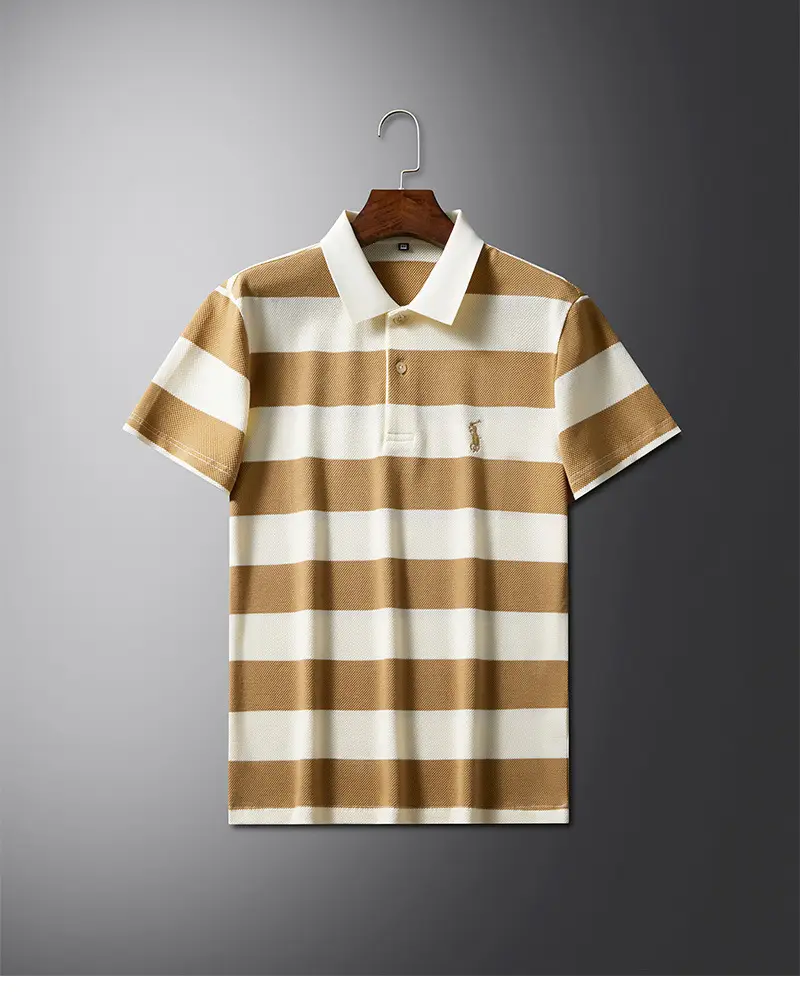 POLO Shirt Men's Summer New Short-sleeved T-shirt Striped Casual All-match Top for Young and Middle-aged Fashion Short T Men — feature 10