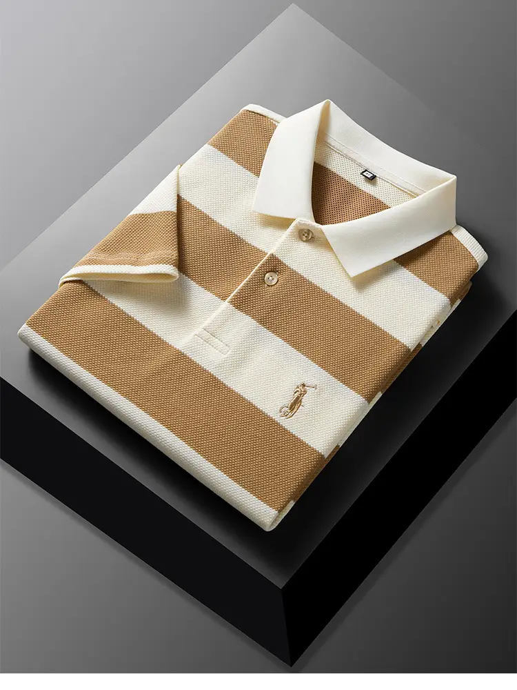 POLO Shirt Men's Summer New Short-sleeved T-shirt Striped Casual All-match Top for Young and Middle-aged Fashion Short T Men — feature 13