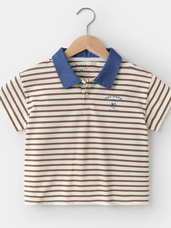Boys Polo Shirt White Blue Summer Kids Short Sleeve - Image 4