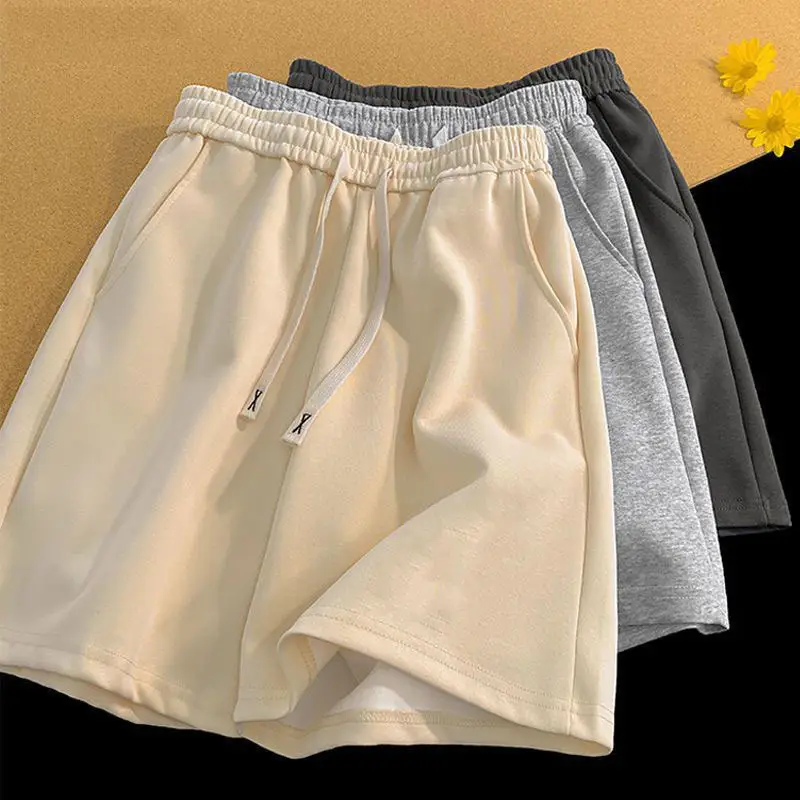 Men White Drawstring Cotton Shorts Casual Summer — feature 2