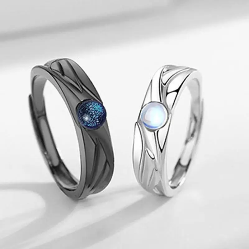 Angel & Devil Couple Ring Black White Open Ring Pair — feature 8