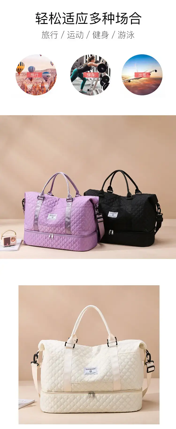 Waterproof Rhomboid Travel Bag for Women — feature 4