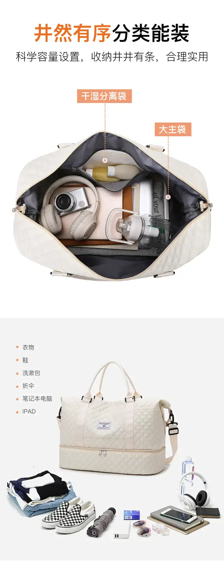 Waterproof Rhomboid Travel Bag for Women — feature 6