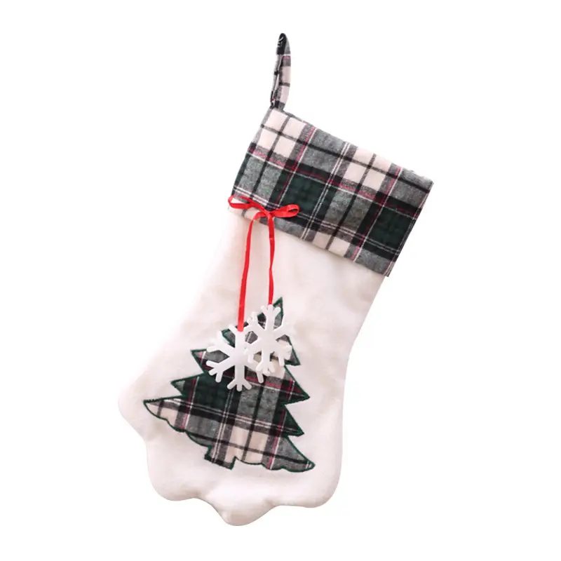 Christmas Wool Socks Red Plaid White Base — feature 9