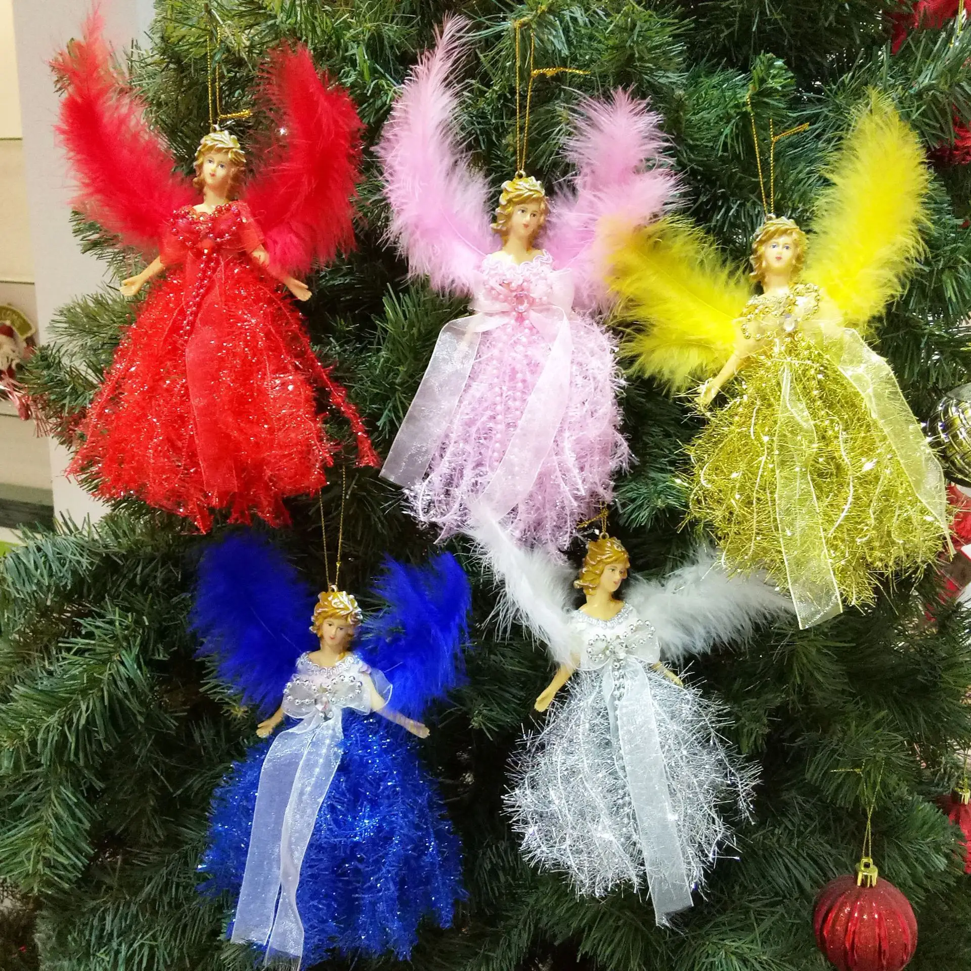 Red Feathered Christmas Angel Doll for Kids — feature 1