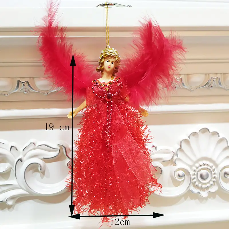 Red Feathered Christmas Angel Doll for Kids — feature 3