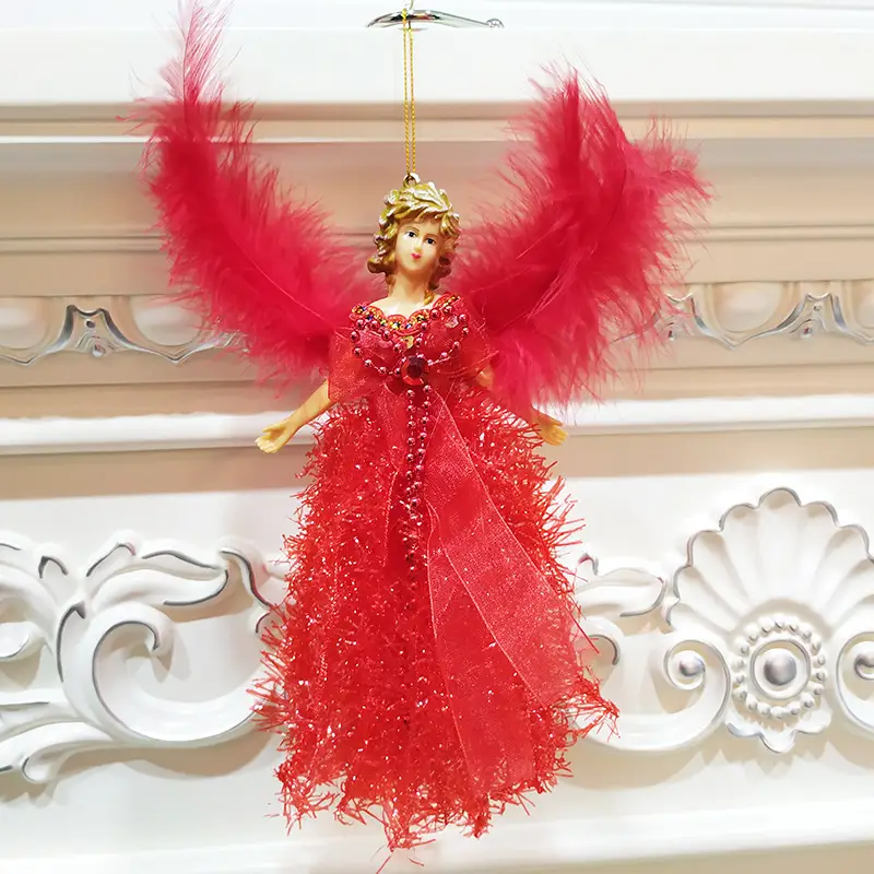 Red Feathered Christmas Angel Doll for Kids — feature 5