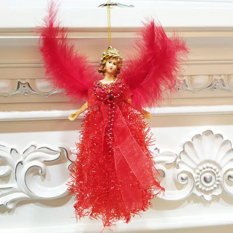 Red Feathered Christmas Angel Doll for Kids