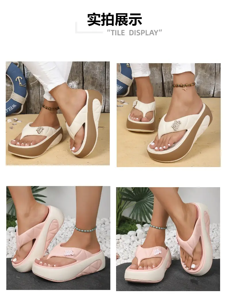2024 Thick White Brown Platform Sandals with Glitter Detail — feature 2
