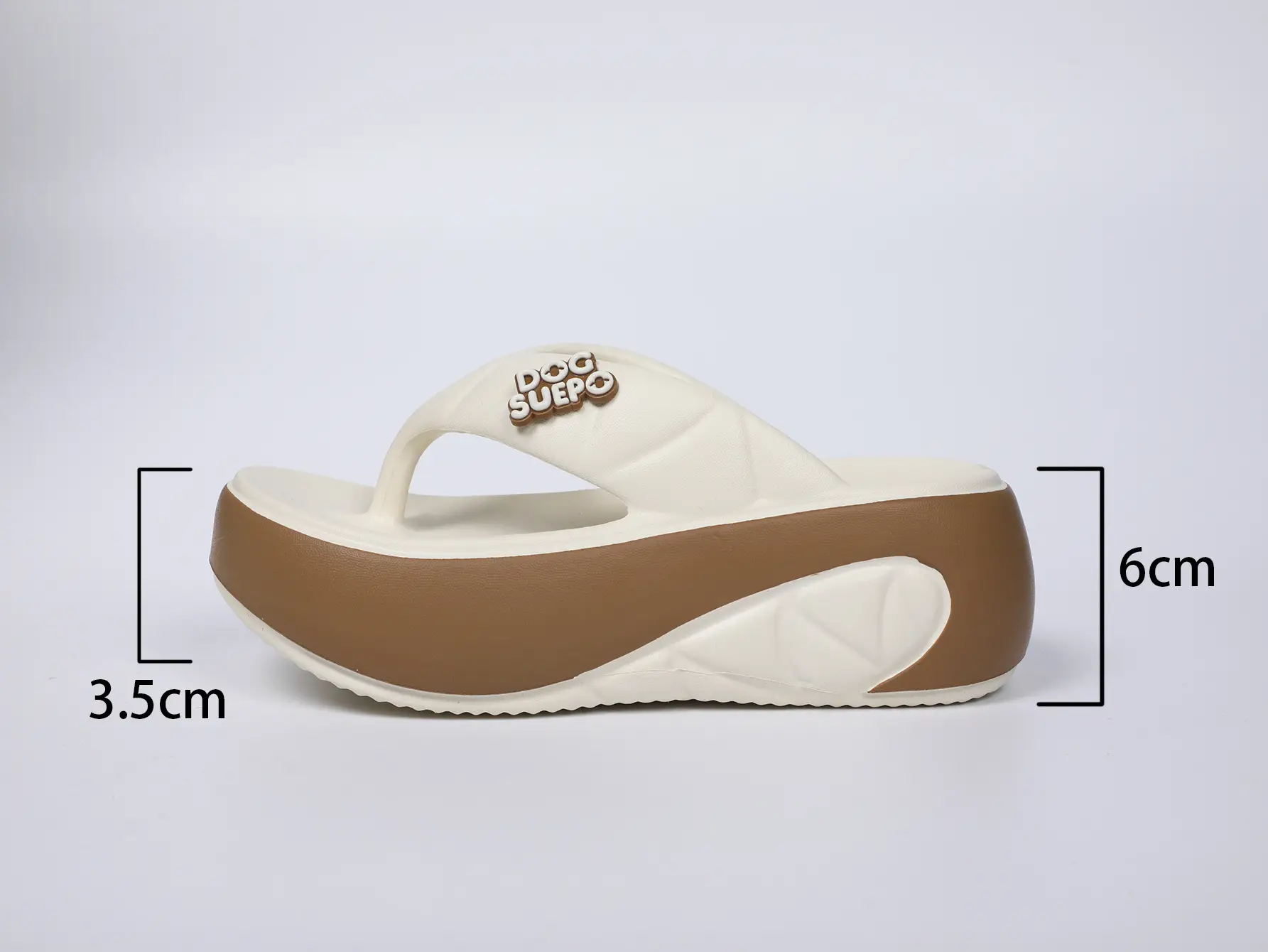 2024 Thick White Brown Platform Sandals with Glitter Detail — feature 3