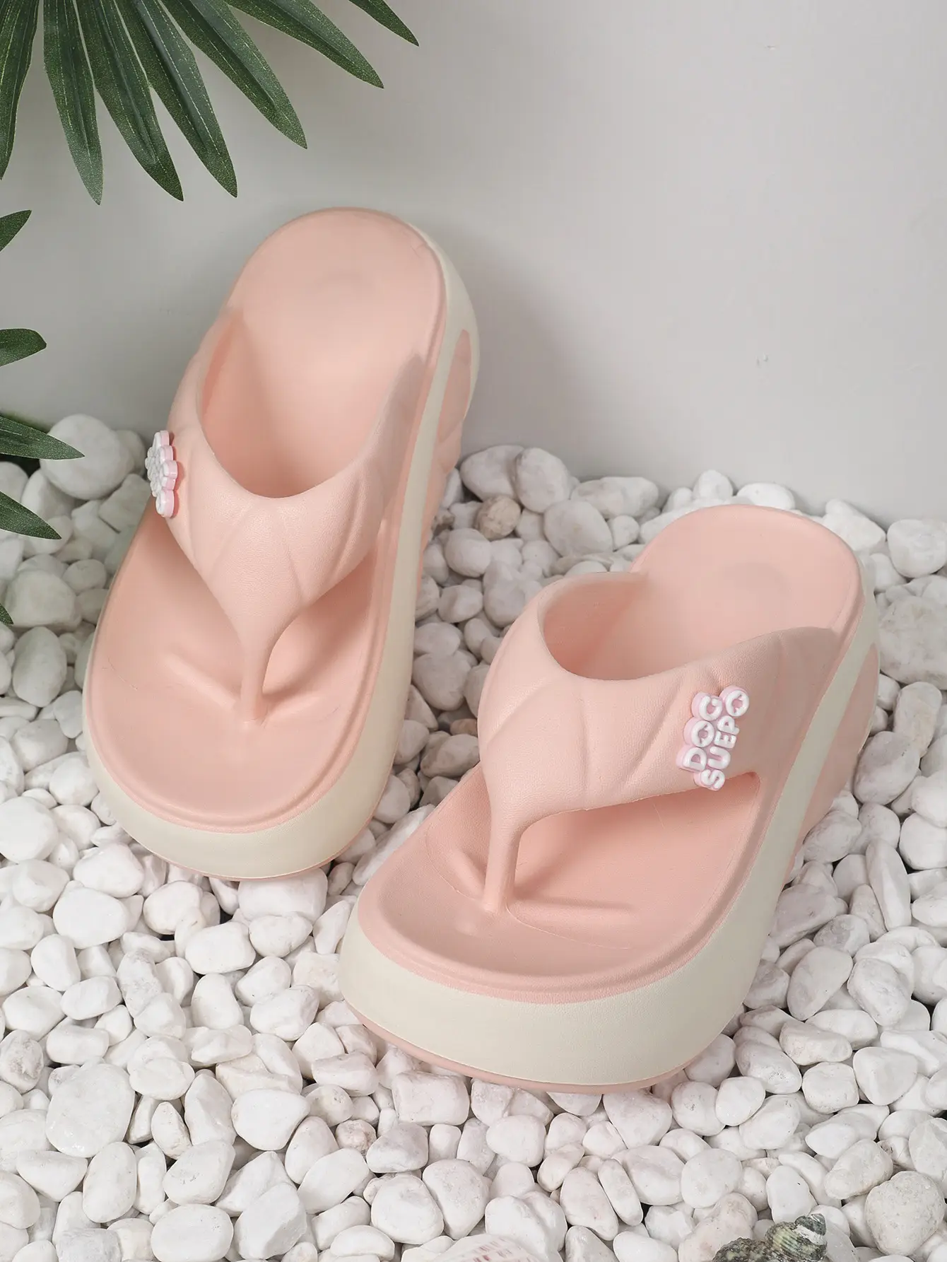 2024 Thick White Brown Platform Sandals with Glitter Detail — feature 4