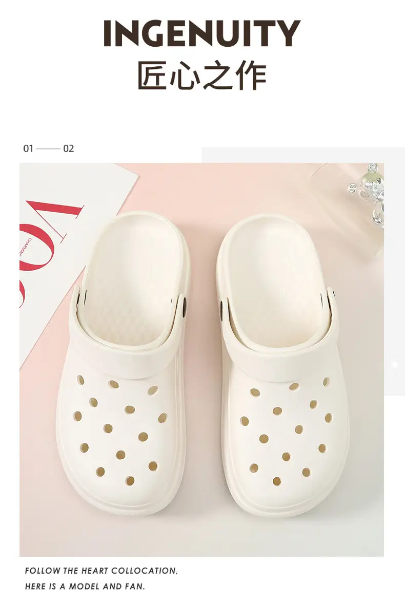 2024 Anti-Slip Crocs Round Toe Wear Resistant White — feature 13