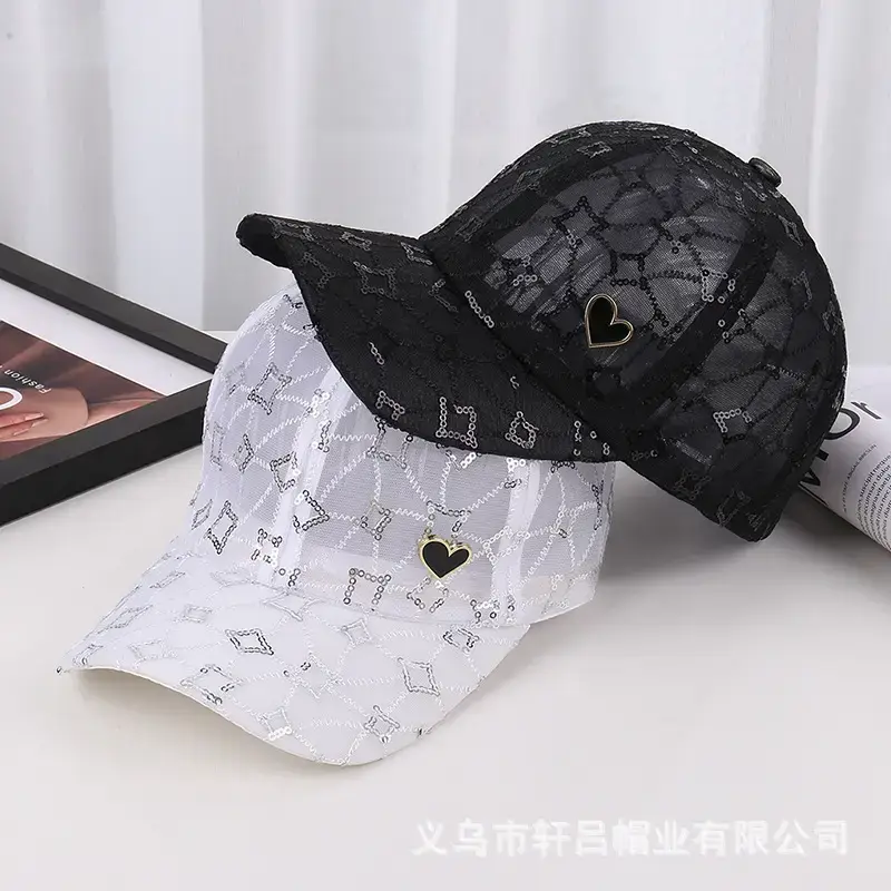 White Lace Heart Sun Hat for Girls Korean Fashion - Image 5