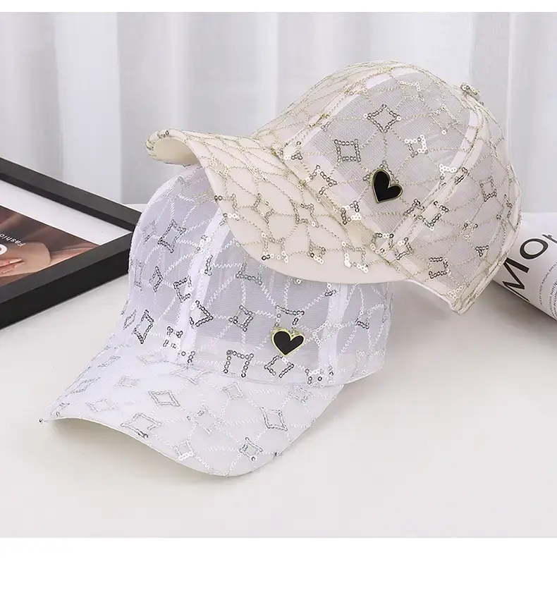 White Lace Heart Sun Hat for Girls Korean Fashion — feature 37