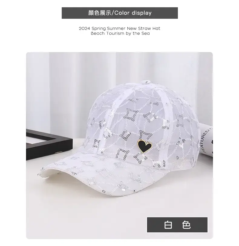 White Lace Heart Sun Hat for Girls Korean Fashion — feature 38