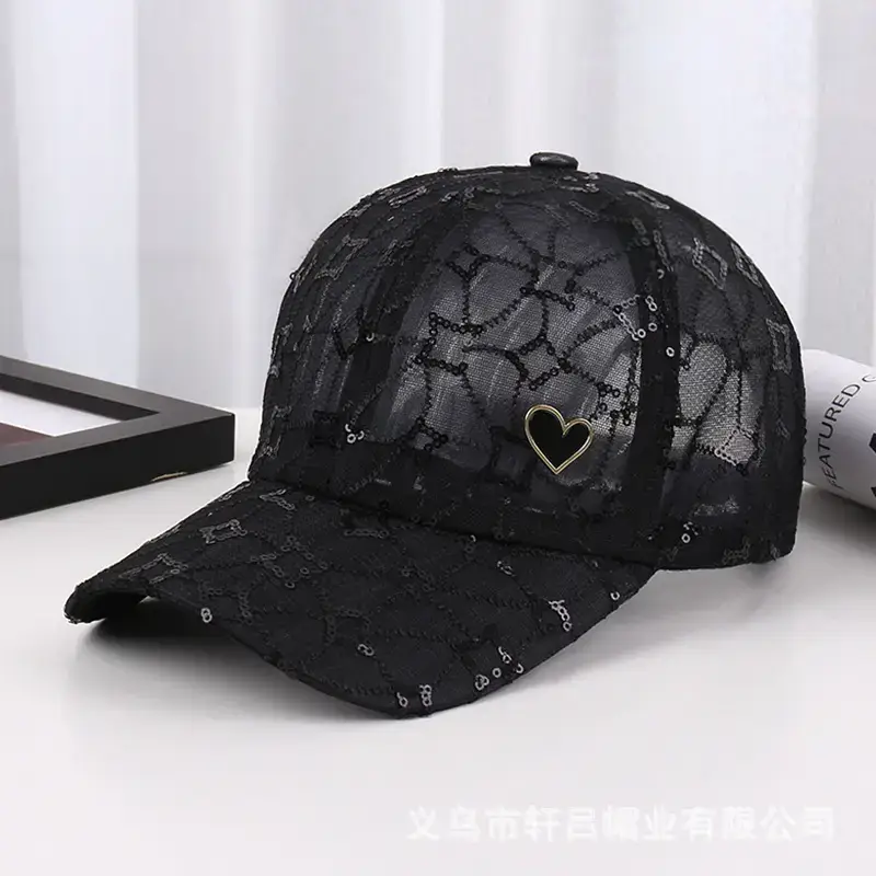 White Lace Heart Sun Hat for Girls Korean Fashion - Image 3
