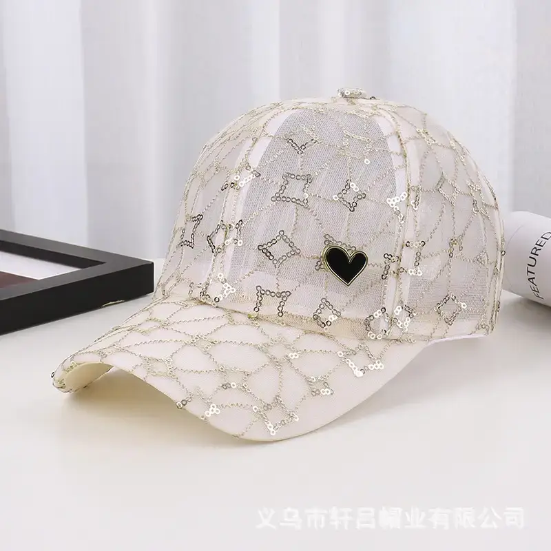 White Lace Heart Sun Hat for Girls Korean Fashion - Image 4