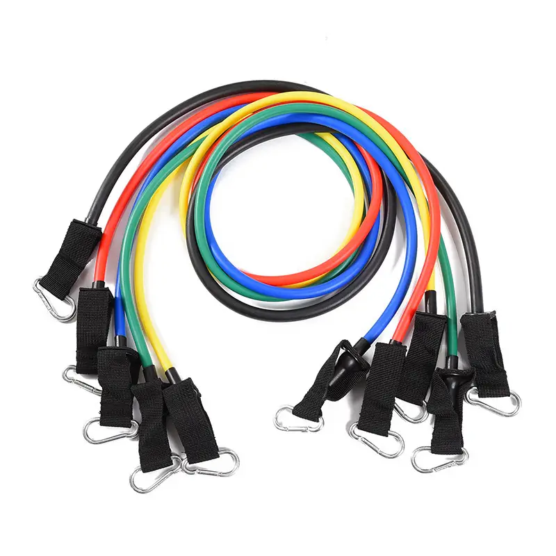Tpe 11-Piece Set with Labels, Tensioner, Carabiner, Tension Rope, Resistance Band, Hook, Home Fitness Stretching