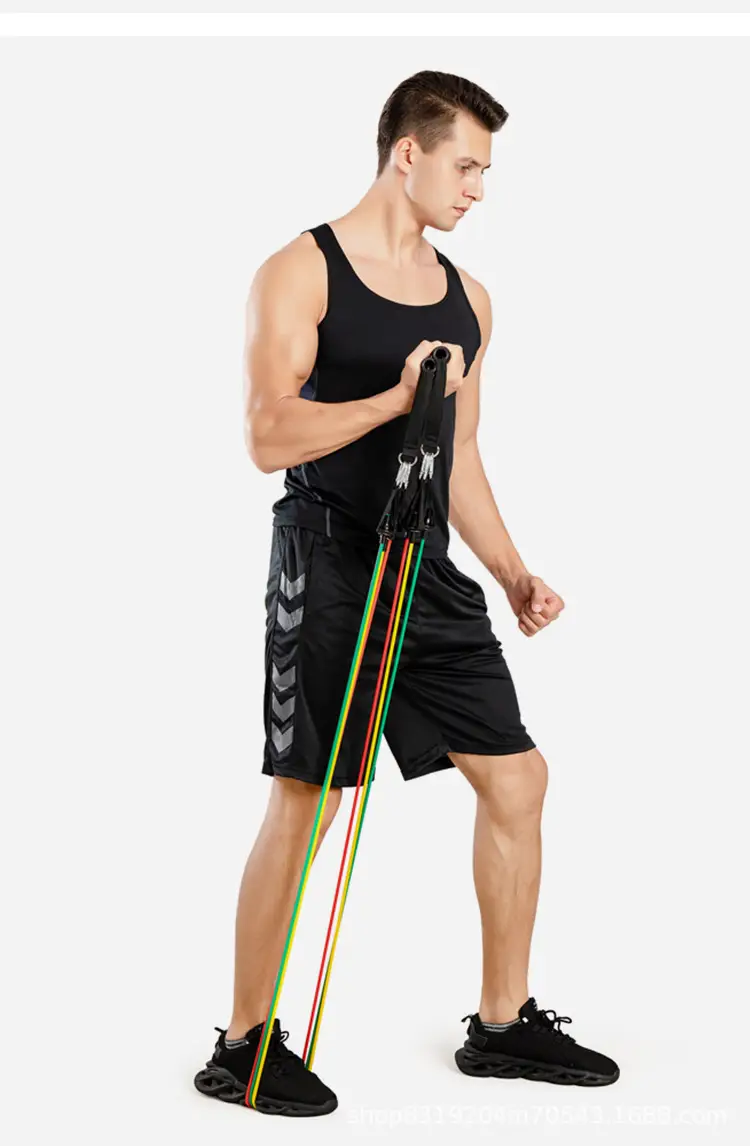 Tpe 11-Piece Set with Labels, Tensioner, Carabiner, Tension Rope, Resistance Band, Hook, Home Fitness Stretching — feature 14