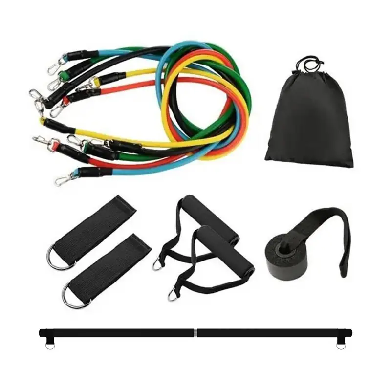 Tpe 11-Piece Set with Labels, Tensioner, Carabiner, Tension Rope, Resistance Band, Hook, Home Fitness Stretching