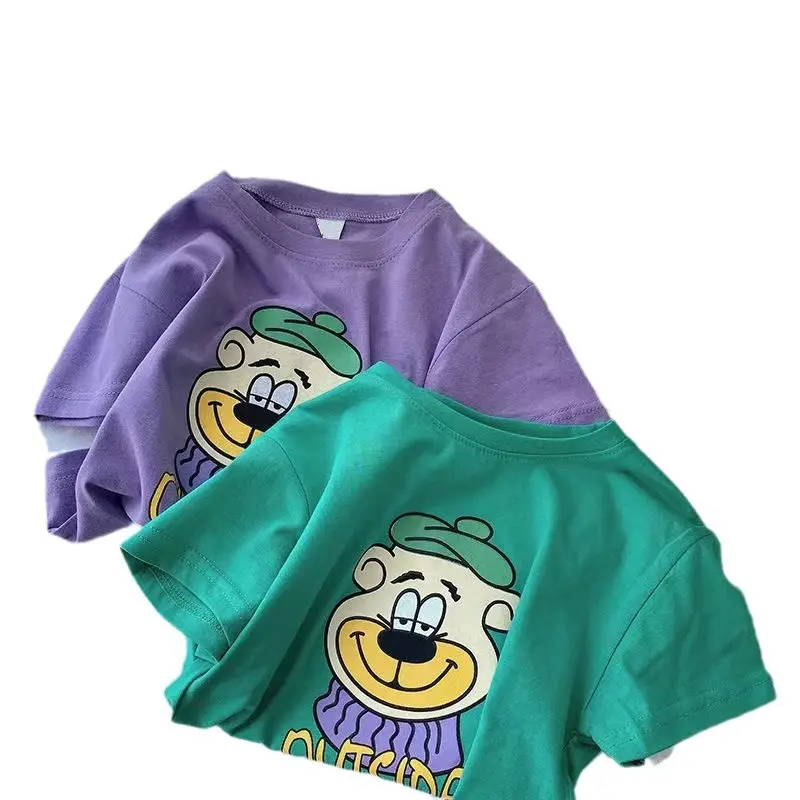 Girls Boys Short Sleeve T-Shirt Summer Korean Style Loose Top Base - Image 9