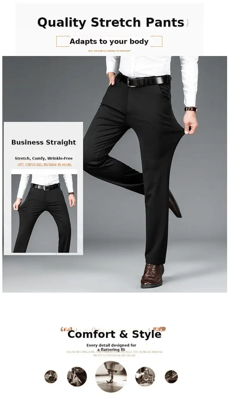 Men's Wrinkle-Free Ice Silk Pants Summer — feature 1