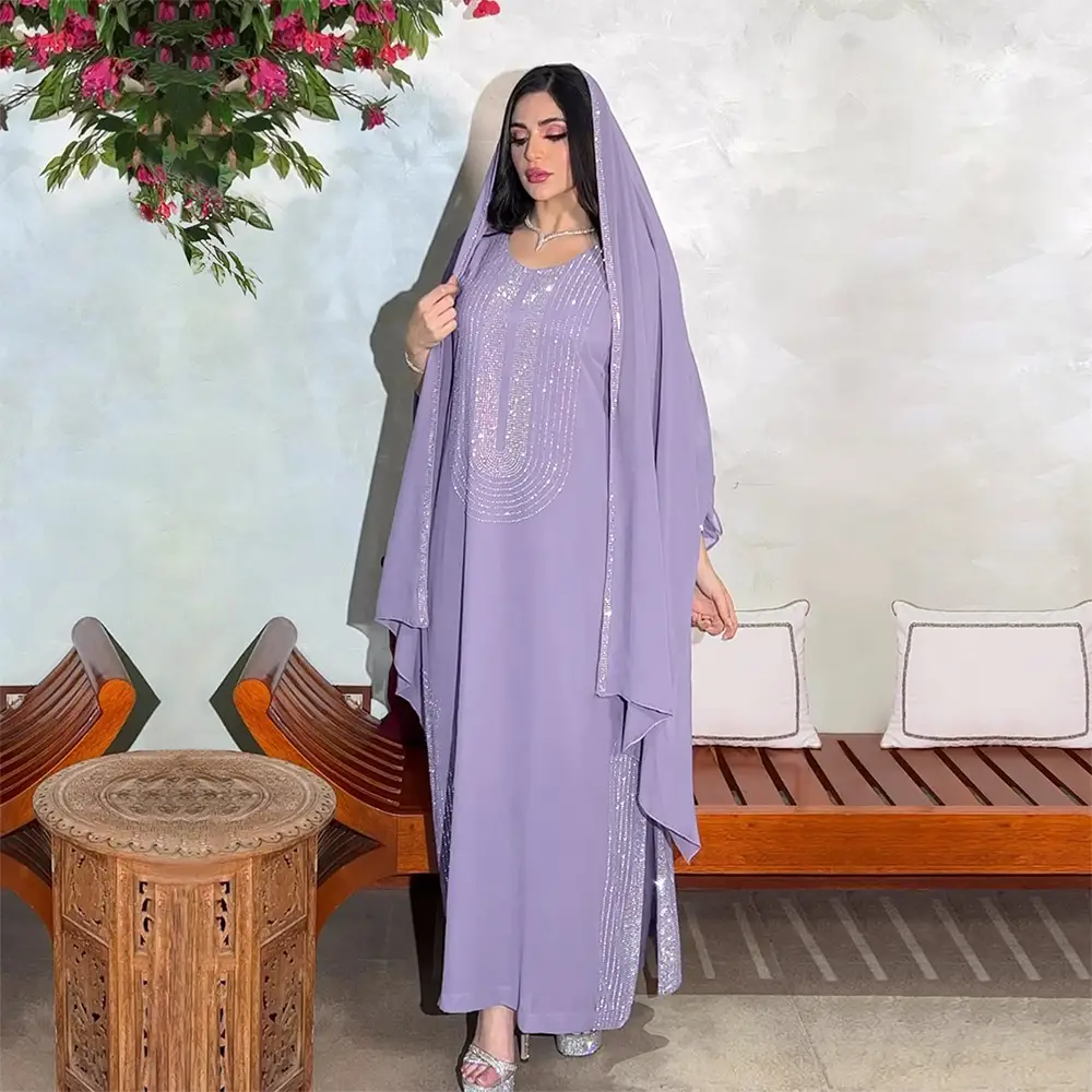 Xqy500195 Ethnic Clothing, Fashionable Rhinestone Dress, Home Wear, Work Attire Robe — feature 10