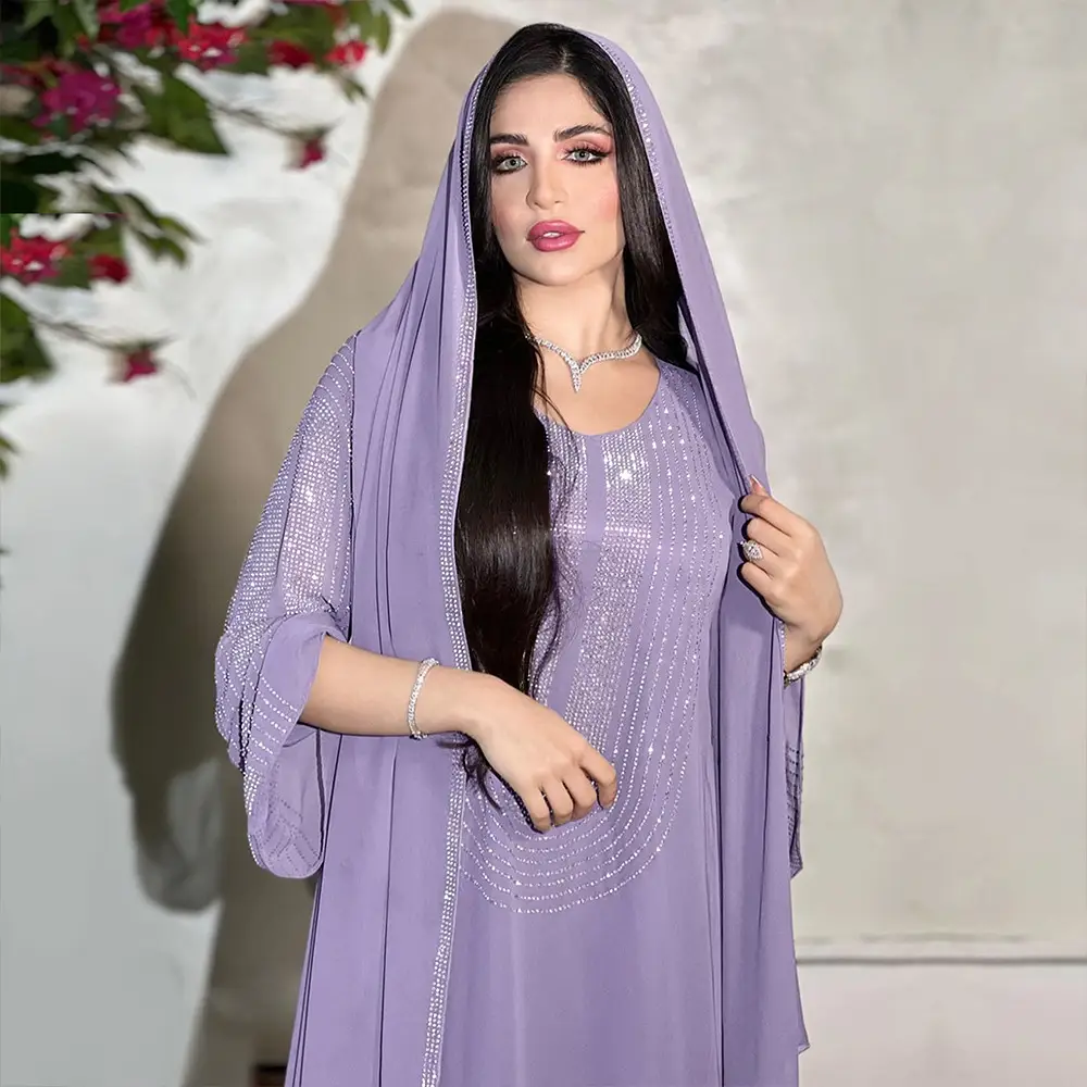Xqy500195 Ethnic Clothing, Fashionable Rhinestone Dress, Home Wear, Work Attire Robe — feature 11
