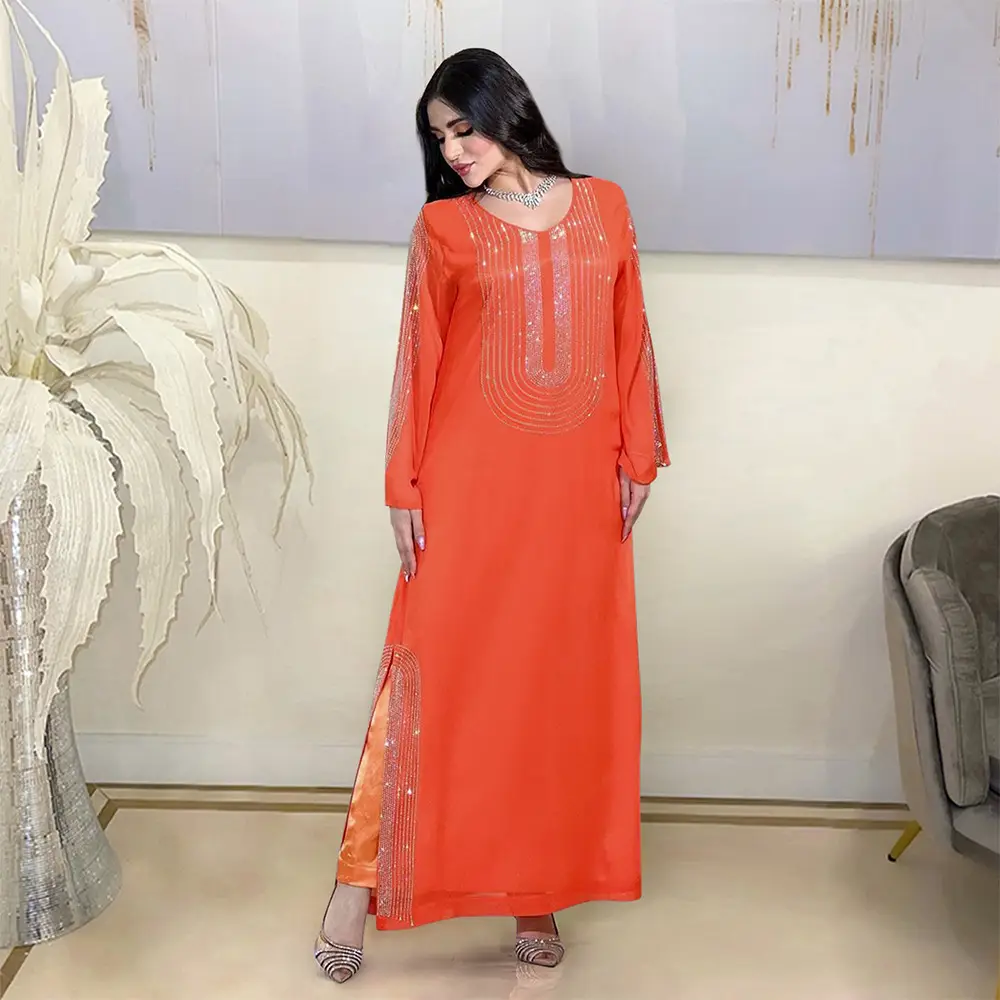 Xqy500195 Ethnic Clothing, Fashionable Rhinestone Dress, Home Wear, Work Attire Robe — feature 12
