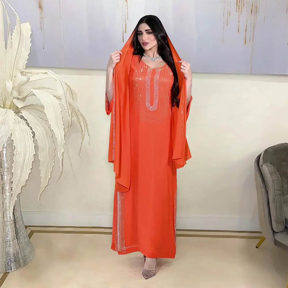 Xqy500195 Ethnic Clothing, Fashionable Rhinestone Dress, Home Wear, Work Attire Robe — feature 14