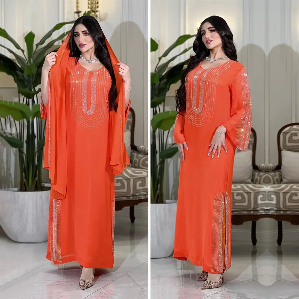 Xqy500195 Ethnic Clothing, Fashionable Rhinestone Dress, Home Wear, Work Attire Robe — feature 16