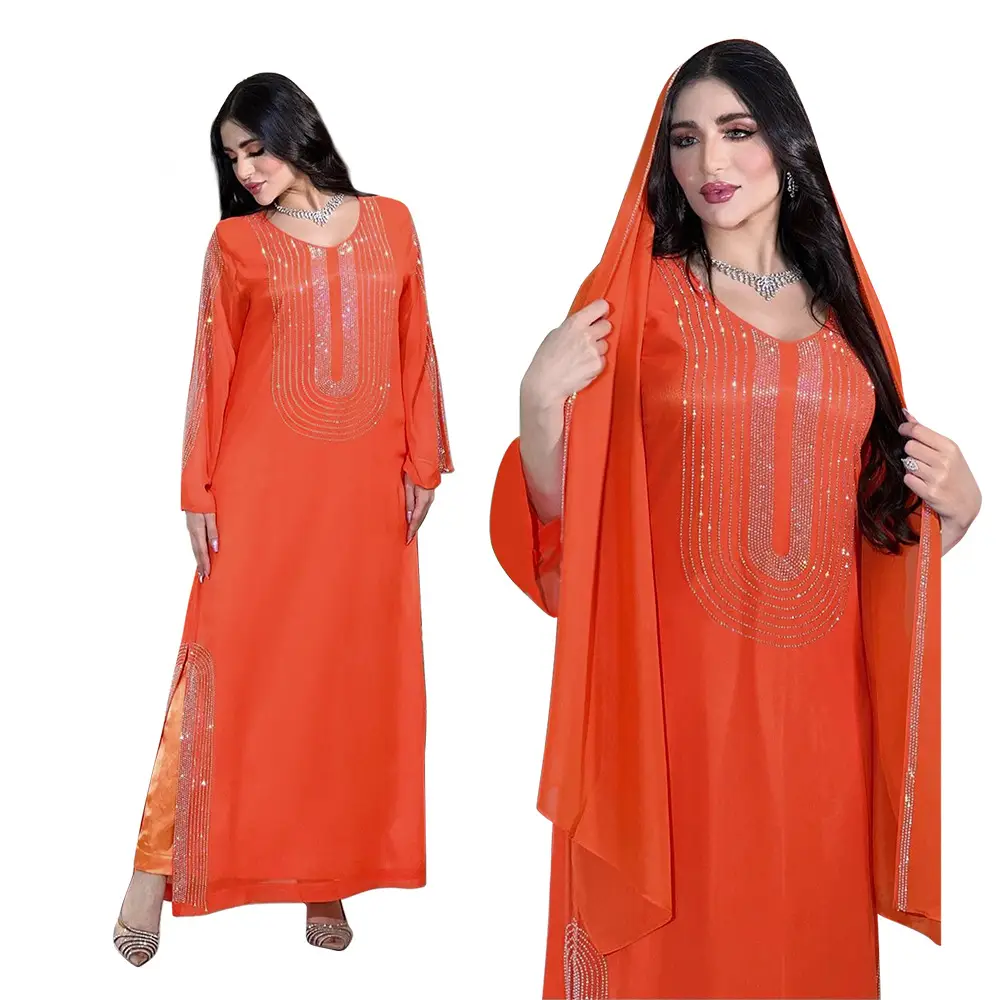 Xqy500195 Ethnic Clothing, Fashionable Rhinestone Dress, Home Wear, Work Attire Robe — feature 19