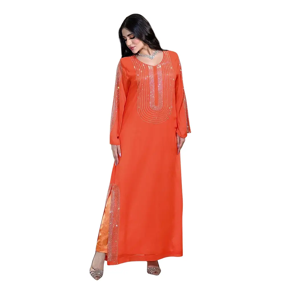 Xqy500195 Ethnic Clothing, Fashionable Rhinestone Dress, Home Wear, Work Attire Robe — feature 21