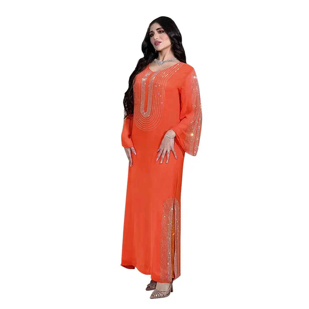 Xqy500195 Ethnic Clothing, Fashionable Rhinestone Dress, Home Wear, Work Attire Robe — feature 24