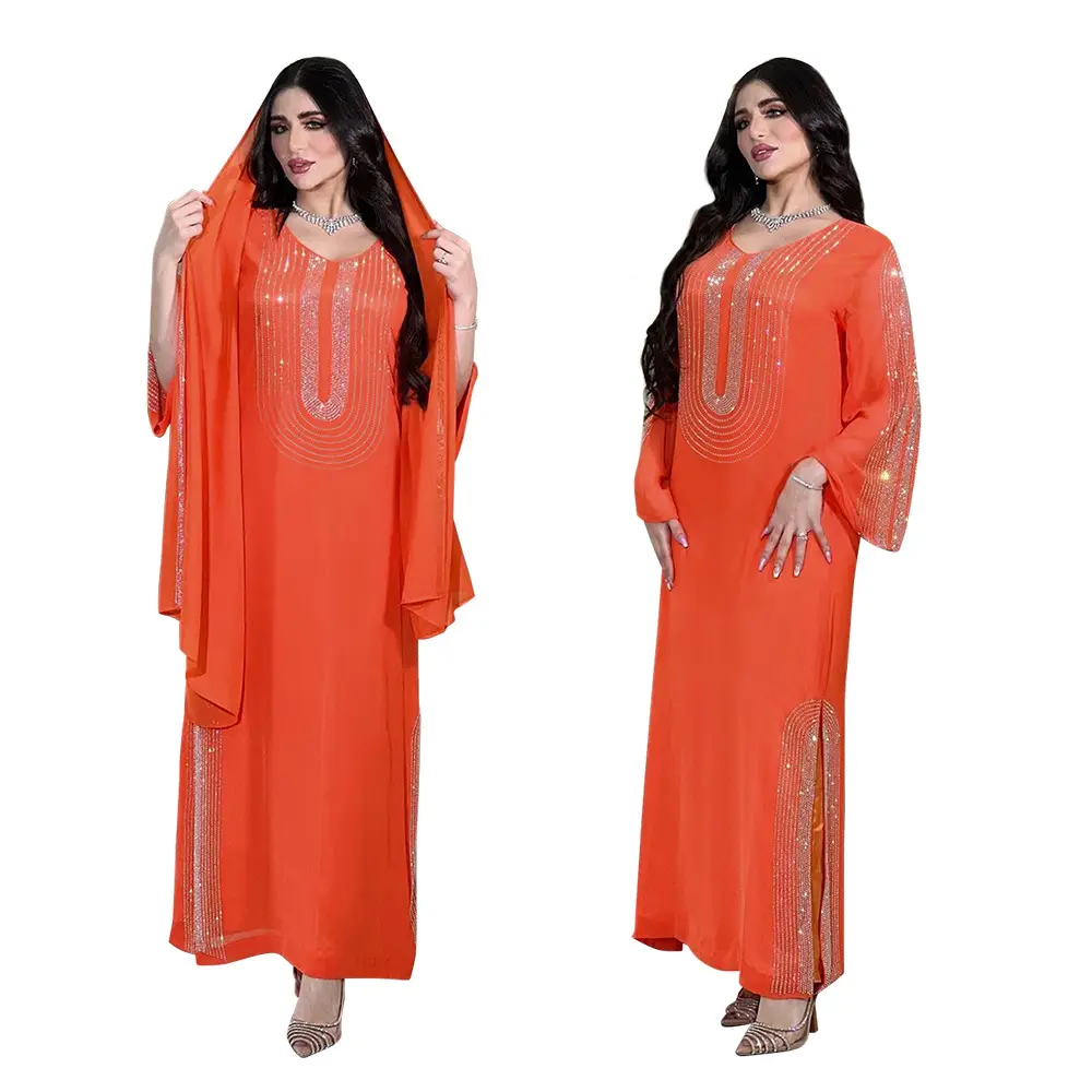 Xqy500195 Ethnic Clothing, Fashionable Rhinestone Dress, Home Wear, Work Attire Robe — feature 25