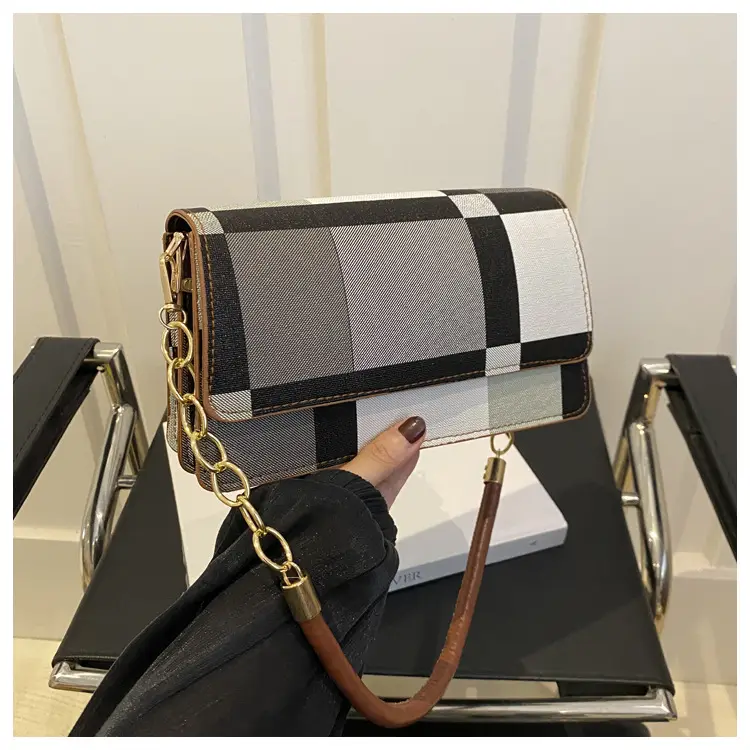 Women's Korean Style Crossbody Bag Brown Black Checkered — feature 11