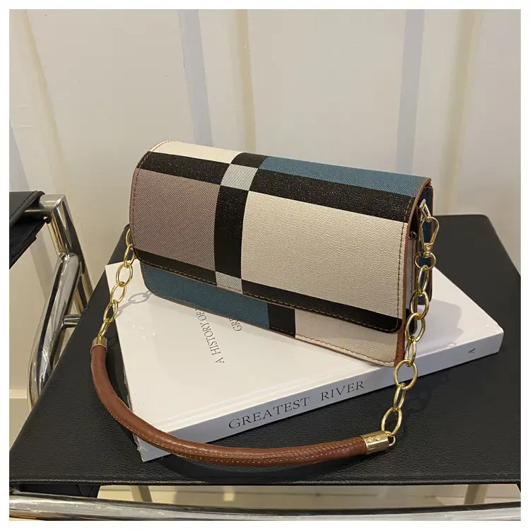 Women's Korean Style Crossbody Bag Brown Black Checkered — feature 14