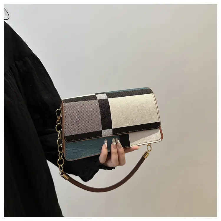 Women's Korean Style Crossbody Bag Brown Black Checkered — feature 16