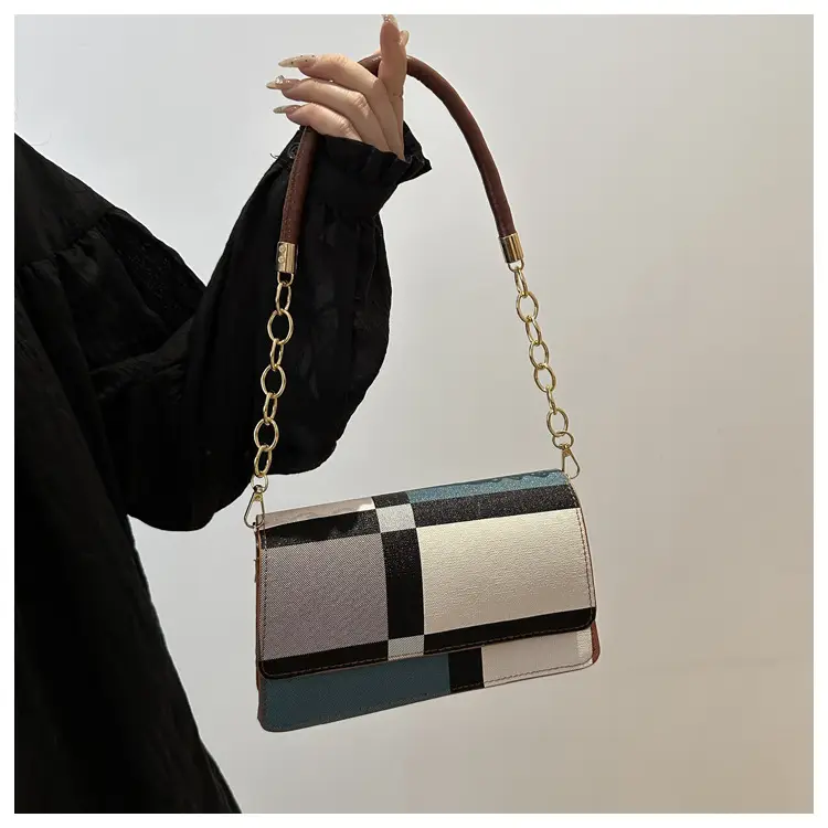 Women's Korean Style Crossbody Bag Brown Black Checkered — feature 17