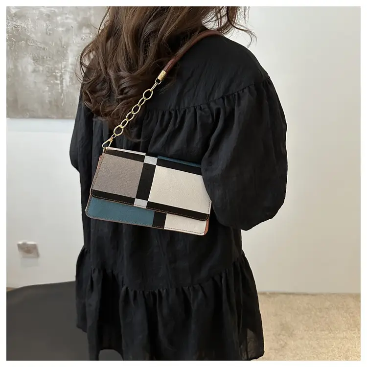 Women's Korean Style Crossbody Bag Brown Black Checkered — feature 20