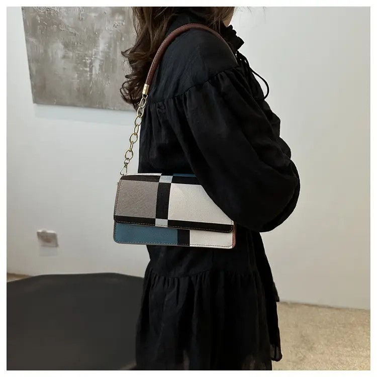 Women's Korean Style Crossbody Bag Brown Black Checkered — feature 21