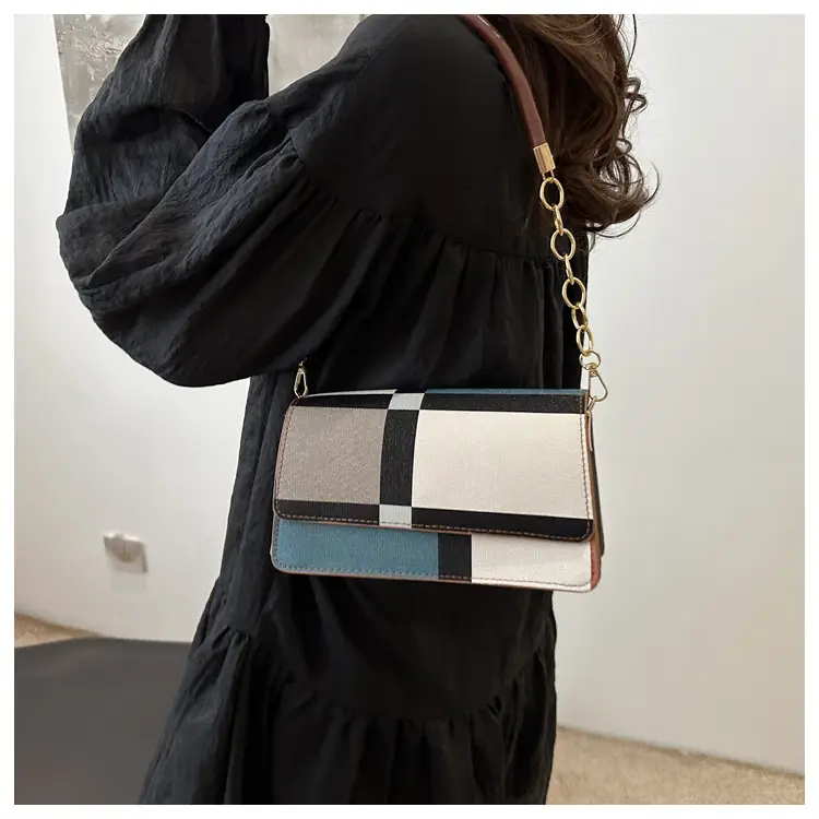 Women's Korean Style Crossbody Bag Brown Black Checkered — feature 24
