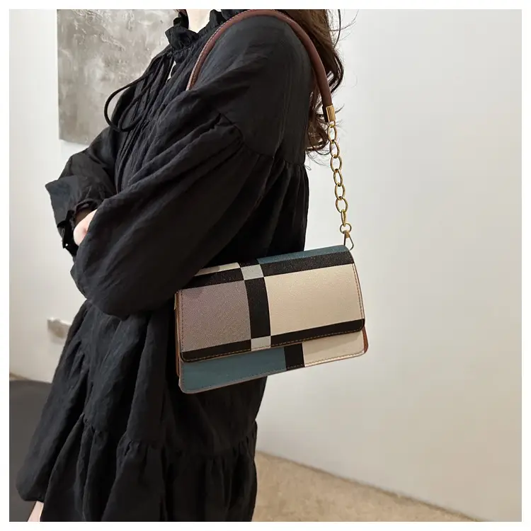 Women's Korean Style Crossbody Bag Brown Black Checkered — feature 25